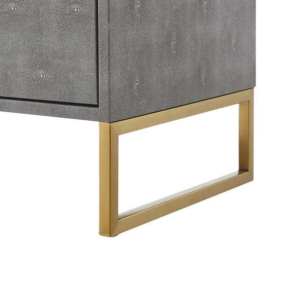 HomeRoots 21" Gray and Gold End Table with Two Drawers – Modern Accent for Living Room or Bedroom Spaces 543913