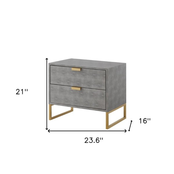 HomeRoots 21" Gray and Gold End Table with Two Drawers – Modern Accent for Living Room or Bedroom Spaces 543913