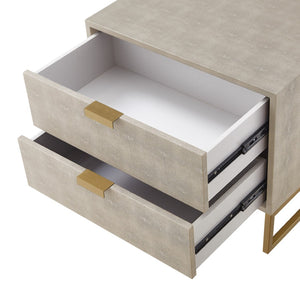 HomeRoots 21" Elegant Cream and Gold End Table with Storage Drawers – Perfect for Small Spaces and Versatile Use! 543915