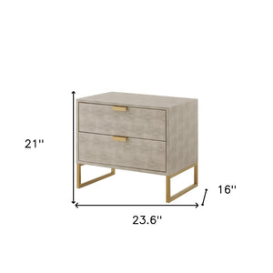 HomeRoots 21" Elegant Cream and Gold End Table with Storage Drawers – Perfect for Small Spaces and Versatile Use! 543915