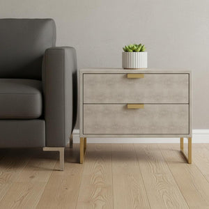 HomeRoots 21" Elegant Cream and Gold End Table with Storage Drawers – Perfect for Small Spaces and Versatile Use! 543915