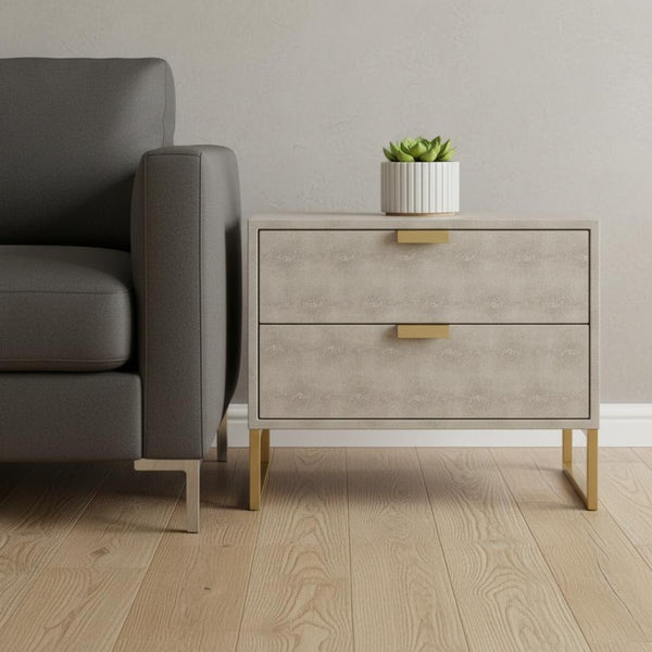 HomeRoots 21" Elegant Cream and Gold End Table with Storage Drawers – Perfect for Small Spaces and Versatile Use! 543915