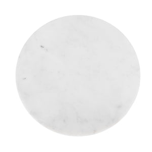 HomeRoots 22" Elegant White Marble and Black Steel Round Pedestal End Table – Chic Accent for Any Room 543916