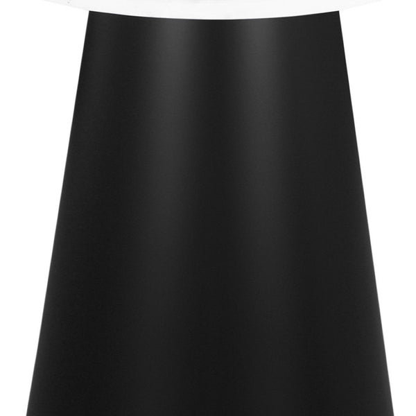 HomeRoots 22" Elegant White Marble and Black Steel Round Pedestal End Table – Chic Accent for Any Room 543916