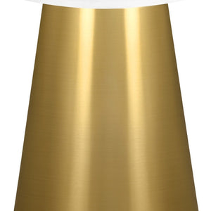 HomeRoots 22" Elegant White Marble Round Pedestal End Table with Gold Steel Base - Chic Accent for Any Space 543917