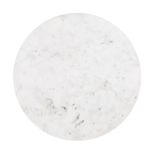 HomeRoots 22" Elegant White Marble Round Pedestal End Table with Gold Steel Base - Chic Accent for Any Space 543917