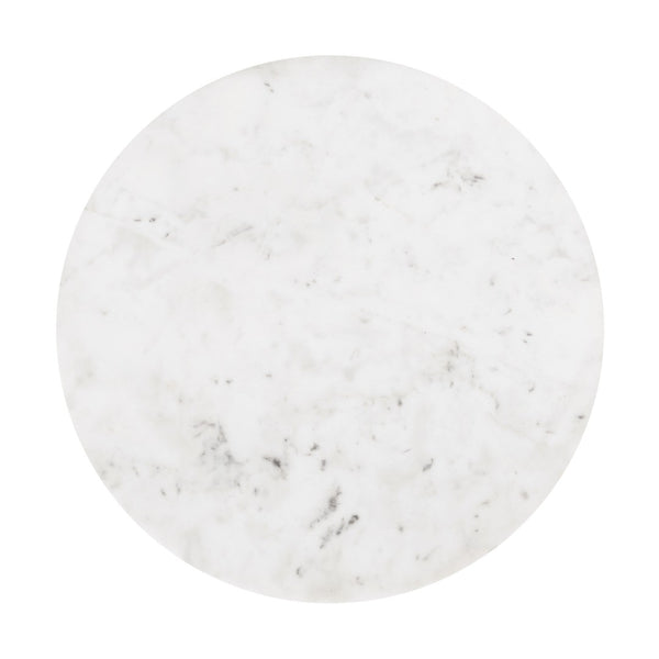 HomeRoots 22" Elegant White Marble Round Pedestal End Table with Gold Steel Base - Chic Accent for Any Space 543917