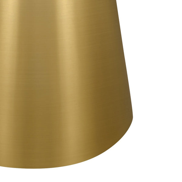 HomeRoots 22" Elegant White Marble Round Pedestal End Table with Gold Steel Base - Chic Accent for Any Space 543917