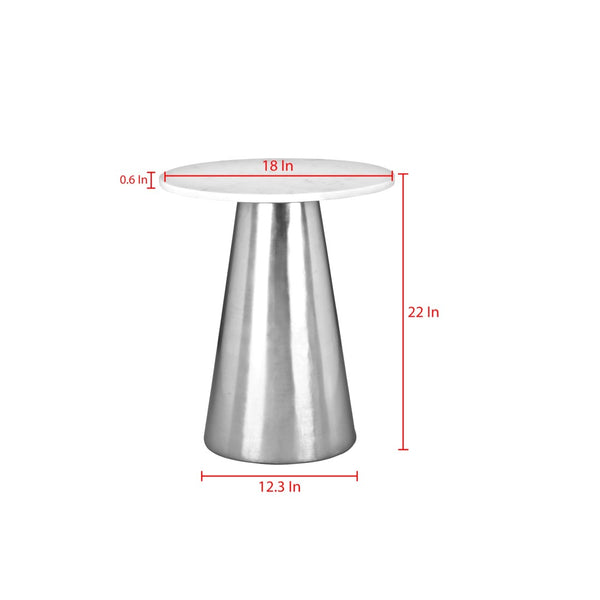 HomeRoots 22" Elegant White Marble Round Pedestal End Table with Gold Steel Base - Chic Accent for Any Space 543917