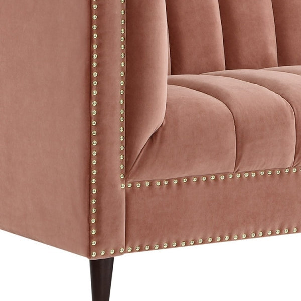 HomeRoots 85" Blush Velvet Wood Sofa - Luxurious Comfort, Elegant Design, Perfect for Modern Living Spaces! 543929