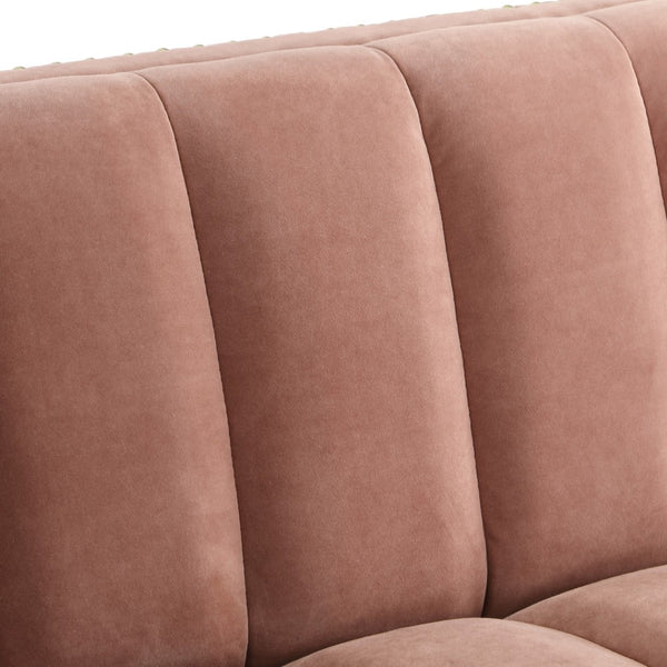 HomeRoots 85" Blush Velvet Wood Sofa - Luxurious Comfort, Elegant Design, Perfect for Modern Living Spaces! 543929