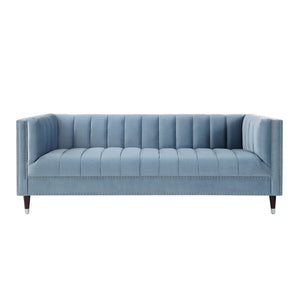 Homeroots 85" Slate Blue Velvet Sofa With Espresso Legs Slate Blue,Chrome  543931
