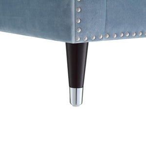 Homeroots 85" Slate Blue Velvet Sofa With Espresso Legs Slate Blue,Chrome  543931