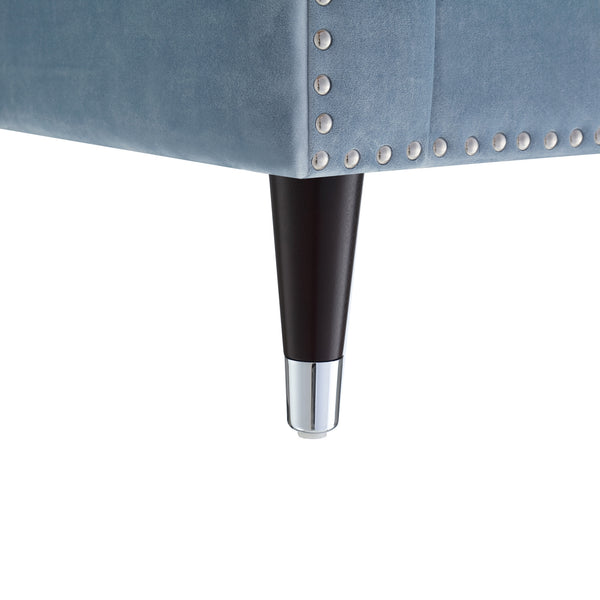 Homeroots 85" Slate Blue Velvet Sofa With Espresso Legs Slate Blue,Chrome  543931