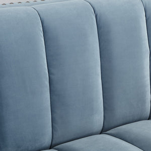 Homeroots 85" Slate Blue Velvet Sofa With Espresso Legs Slate Blue,Chrome  543931