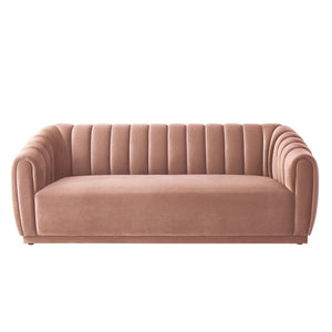 HomeRoots 85" Blush Velvet Sofa – Luxurious Comfort & Modern Design for Stylish Living Spaces, No Assembly Needed! 543934