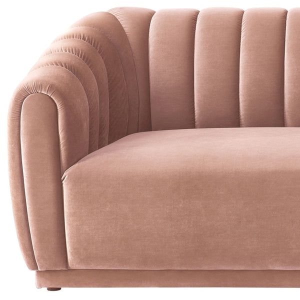 HomeRoots 85" Blush Velvet Sofa – Luxurious Comfort & Modern Design for Stylish Living Spaces, No Assembly Needed! 543934