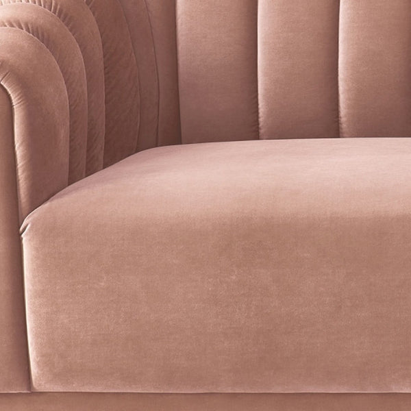 HomeRoots 85" Blush Velvet Sofa – Luxurious Comfort & Modern Design for Stylish Living Spaces, No Assembly Needed! 543934