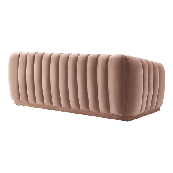 HomeRoots 85" Blush Velvet Sofa – Luxurious Comfort & Modern Design for Stylish Living Spaces, No Assembly Needed! 543934