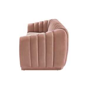 HomeRoots 85" Blush Velvet Sofa – Luxurious Comfort & Modern Design for Stylish Living Spaces, No Assembly Needed! 543934