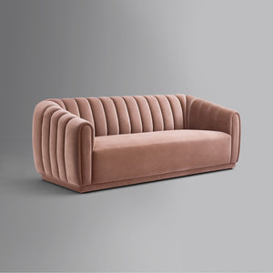 HomeRoots 85" Blush Velvet Sofa – Luxurious Comfort & Modern Design for Stylish Living Spaces, No Assembly Needed! 543934