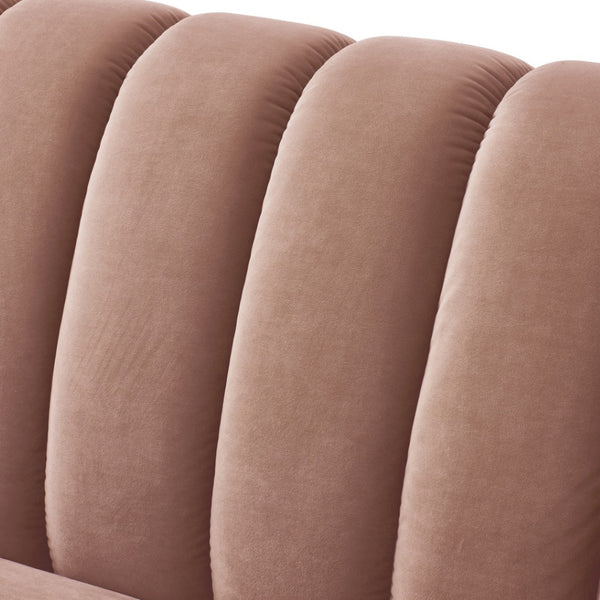 HomeRoots 85" Blush Velvet Sofa – Luxurious Comfort & Modern Design for Stylish Living Spaces, No Assembly Needed! 543934