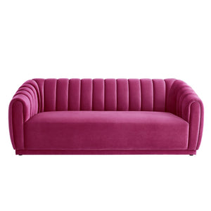 HomeRoots 85" Fuchsia Velvet Sofa – Plush Comfort, Sturdy Frame, Modern Design for Stylish Living Spaces 543935
