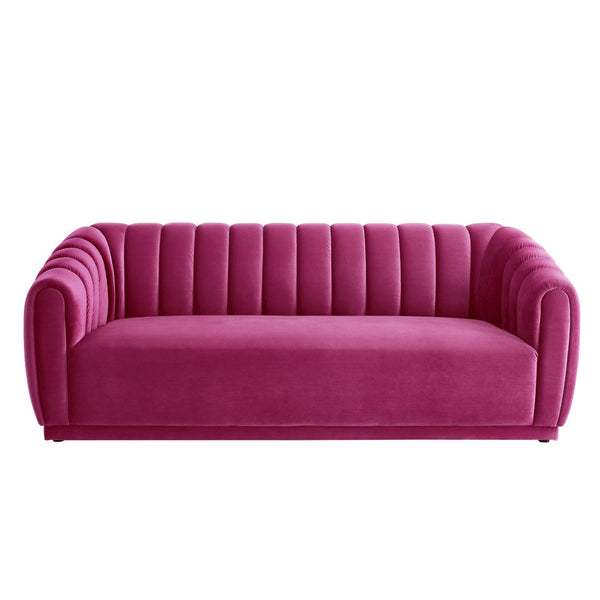 HomeRoots 85" Fuchsia Velvet Sofa – Plush Comfort, Sturdy Frame, Modern Design for Stylish Living Spaces 543935