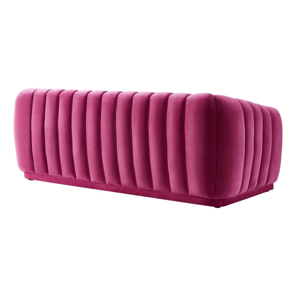 HomeRoots 85" Fuchsia Velvet Sofa – Plush Comfort, Sturdy Frame, Modern Design for Stylish Living Spaces 543935