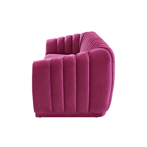 HomeRoots 85" Fuchsia Velvet Sofa – Plush Comfort, Sturdy Frame, Modern Design for Stylish Living Spaces 543935