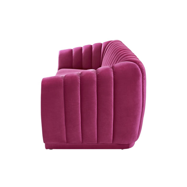 HomeRoots 85" Fuchsia Velvet Sofa – Plush Comfort, Sturdy Frame, Modern Design for Stylish Living Spaces 543935
