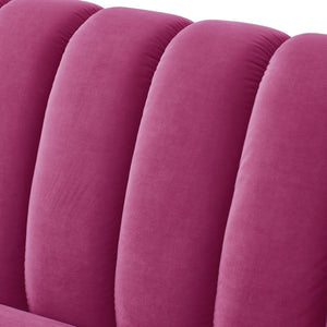 HomeRoots 85" Fuchsia Velvet Sofa – Plush Comfort, Sturdy Frame, Modern Design for Stylish Living Spaces 543935