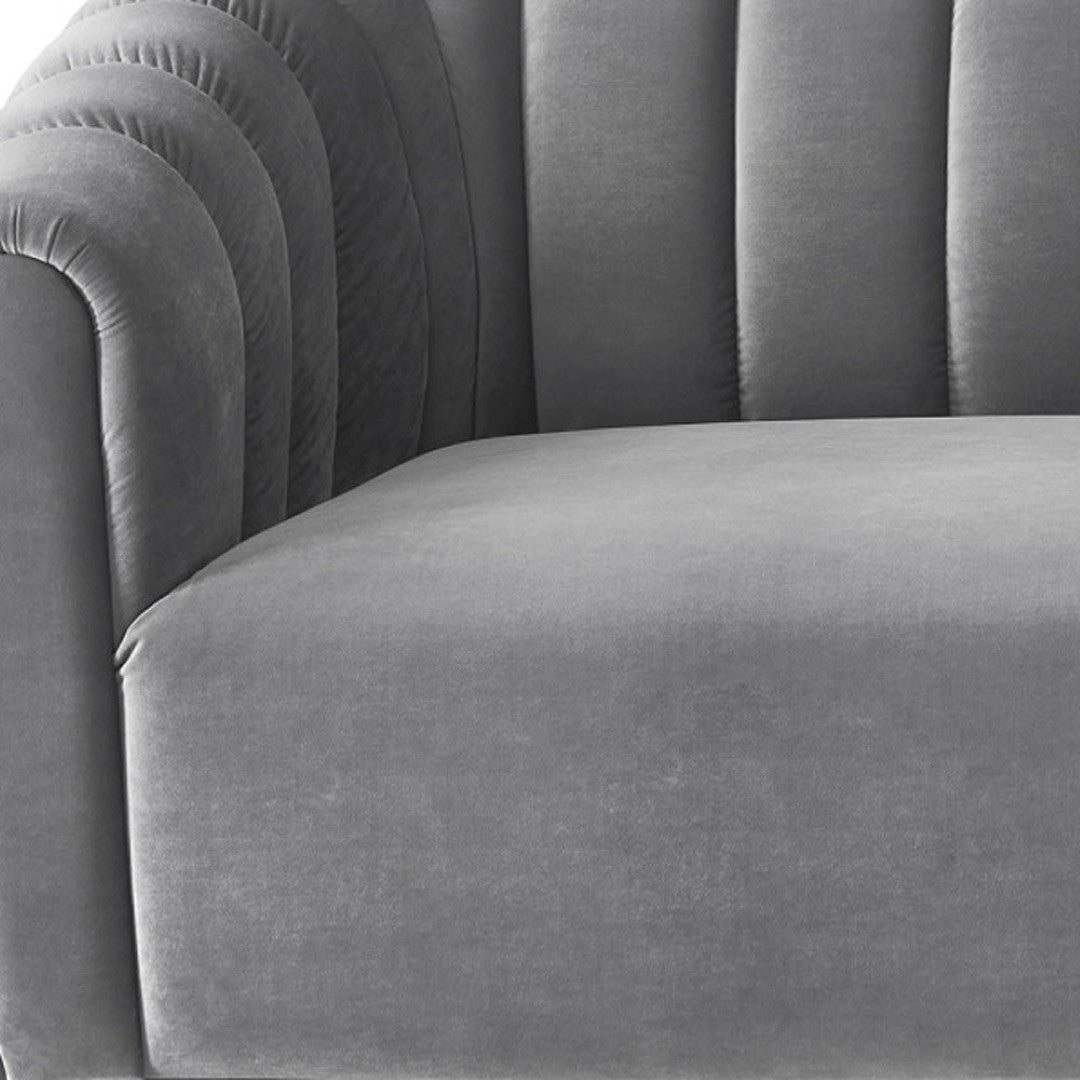HomeRoots 85" Gray Velvet Sofa - Elegant Tufted Design, Plush Comfort, Durable Frame, Fully Assembled for You! 543936