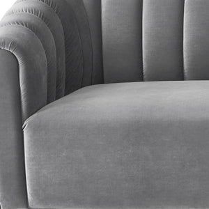 HomeRoots 85" Gray Velvet Sofa - Elegant Tufted Design, Plush Comfort, Durable Frame, Fully Assembled for You! 543936