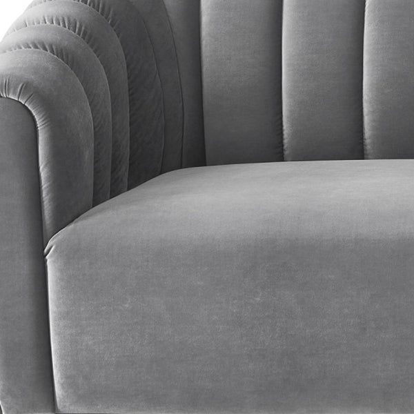 HomeRoots 85" Gray Velvet Sofa - Elegant Tufted Design, Plush Comfort, Durable Frame, Fully Assembled for You! 543936