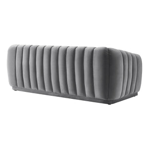 HomeRoots 85" Gray Velvet Sofa - Elegant Tufted Design, Plush Comfort, Durable Frame, Fully Assembled for You! 543936