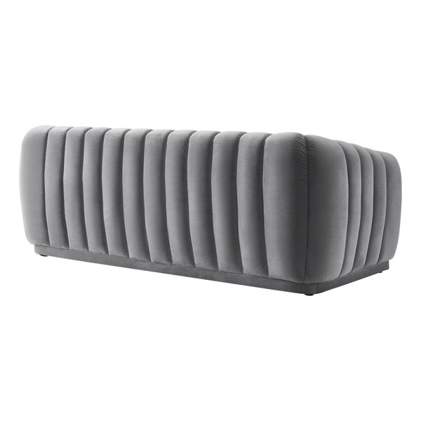 HomeRoots 85" Gray Velvet Sofa - Elegant Tufted Design, Plush Comfort, Durable Frame, Fully Assembled for You! 543936