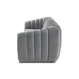 HomeRoots 85" Gray Velvet Sofa - Elegant Tufted Design, Plush Comfort, Durable Frame, Fully Assembled for You! 543936