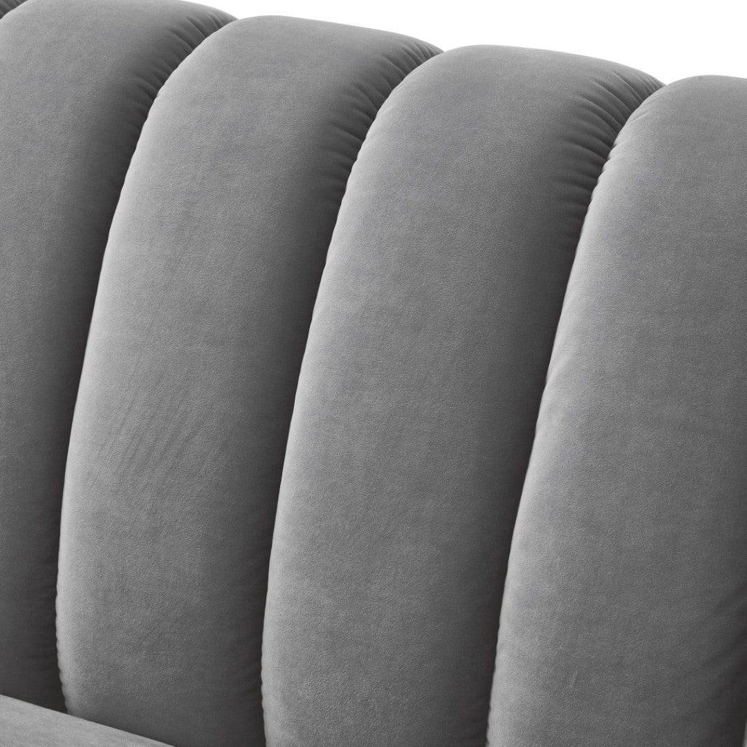 HomeRoots 85" Gray Velvet Sofa - Elegant Tufted Design, Plush Comfort, Durable Frame, Fully Assembled for You! 543936