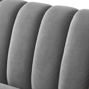 HomeRoots 85" Gray Velvet Sofa - Elegant Tufted Design, Plush Comfort, Durable Frame, Fully Assembled for You! 543936