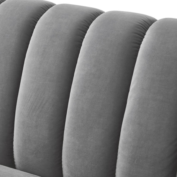 HomeRoots 85" Gray Velvet Sofa - Elegant Tufted Design, Plush Comfort, Durable Frame, Fully Assembled for You! 543936