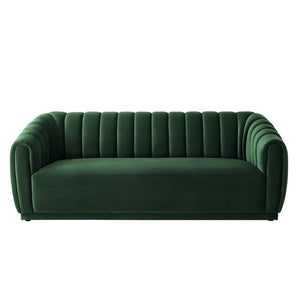 HomeRoots 85" Hunter Green Velvet Sofa – Plush Comfort, Timeless Design, and Ready to Use for Your Living Room! 543937