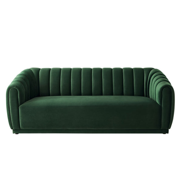 HomeRoots 85" Hunter Green Velvet Sofa – Plush Comfort, Timeless Design, and Ready to Use for Your Living Room! 543937