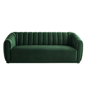 HomeRoots 85" Hunter Green Velvet Sofa – Plush Comfort, Timeless Design, and Ready to Use for Your Living Room! 543937
