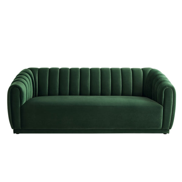 HomeRoots 85" Hunter Green Velvet Sofa – Plush Comfort, Timeless Design, and Ready to Use for Your Living Room! 543937