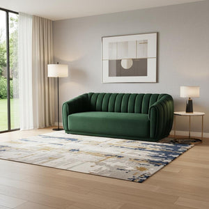 HomeRoots 85" Hunter Green Velvet Sofa – Plush Comfort, Timeless Design, and Ready to Use for Your Living Room! 543937