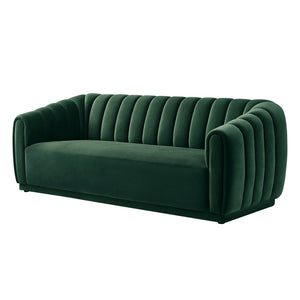 HomeRoots 85" Hunter Green Velvet Sofa – Plush Comfort, Timeless Design, and Ready to Use for Your Living Room! 543937