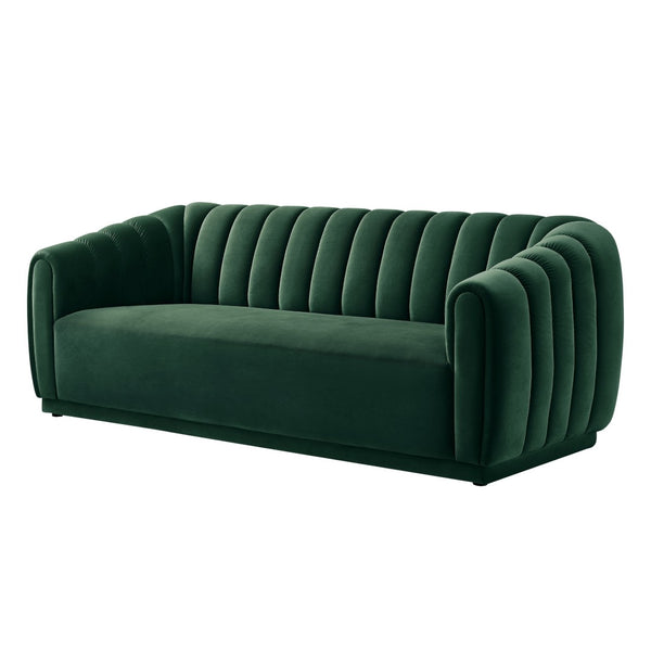HomeRoots 85" Hunter Green Velvet Sofa – Plush Comfort, Timeless Design, and Ready to Use for Your Living Room! 543937