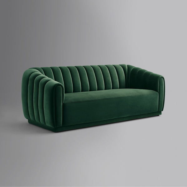 HomeRoots 85" Hunter Green Velvet Sofa – Plush Comfort, Timeless Design, and Ready to Use for Your Living Room! 543937