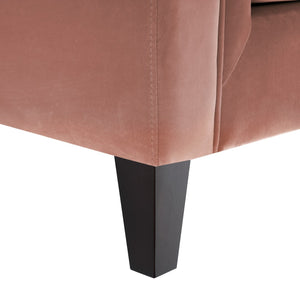 HomeRoots 83" Blush Velvet Sofa with Toss Pillows - Luxurious Comfort, Modern Design & Durable Wood Frame 543948